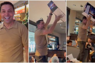 Homem para restaurante ao comemorar presente de Natal e viraliza nas redes