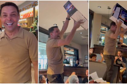 Homem para restaurante ao comemorar presente de Natal e viraliza nas redes