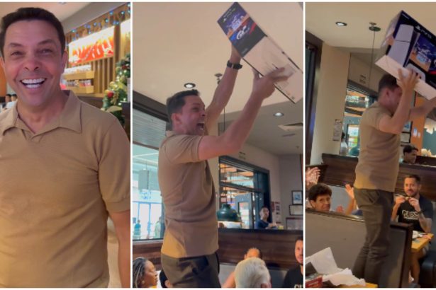 Homem para restaurante ao comemorar presente de Natal e viraliza nas redes