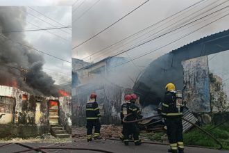 Incêndio atinge fábrica de sofás no bairro São Francisco, em Manaus
