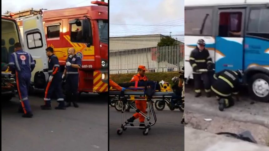 Colisão entre três micro-ônibus deixa trabalhadores feridos no Distrito Industrial