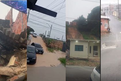 Casa desaba na comunidade Braga Mendes durante forte chuva em Manaus
