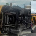 Amarelinho’ perde o controle e tomba com passageiros na avenida Autaz Mirim