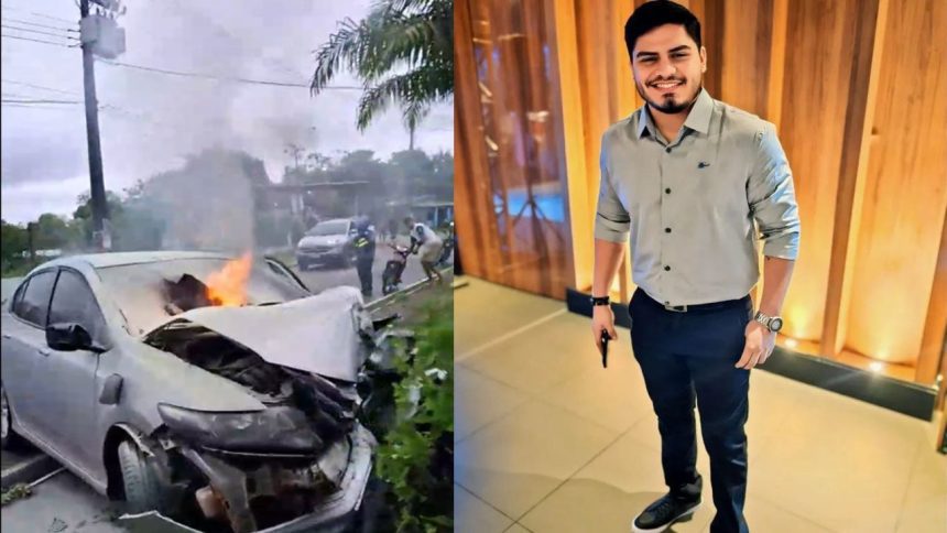 Filho de vereadora morre após carro colidir com árvore no Amazonas