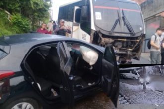 Vídeo mostra colisão entre carro e micro-ônibus que matou idoso em Manaus