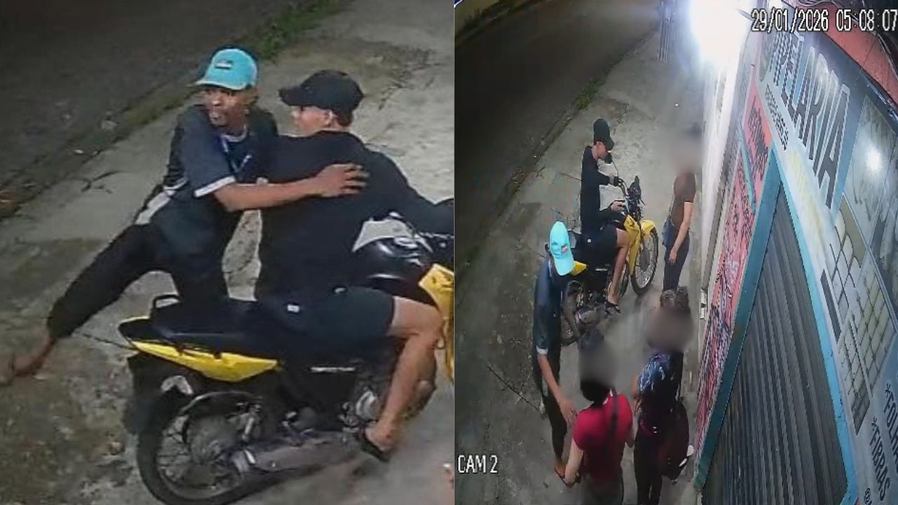 Câmera registra dupla em moto assaltando mulheres na zona leste de Manaus