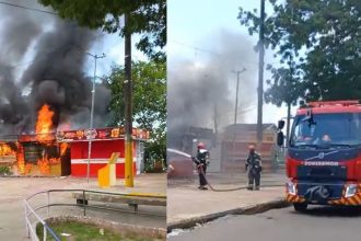 Incêndio destrói lanchonete na orla do bairro Educandos, em Manaus