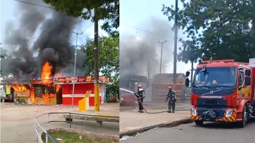 Incêndio destrói lanchonete na orla do bairro Educandos, em Manaus