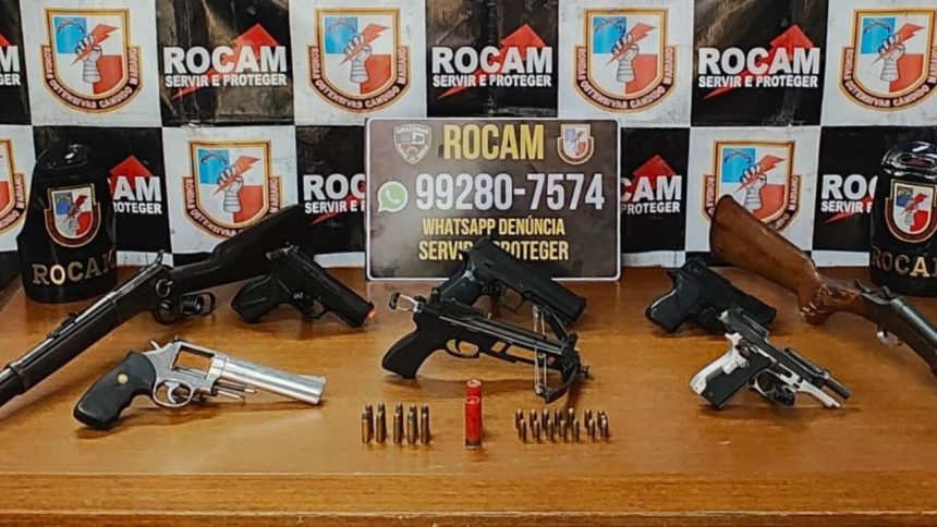 Rocam apreende arsenal de armas de fogo e liberta mulher mantida em cárcere no AM