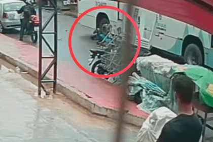 Câmeras registram ônibus passando por cima de motociclista na zona norte de Manaus