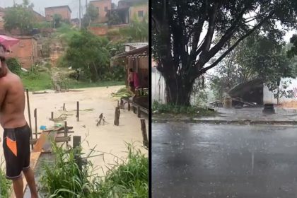 Chuva provoca desabamento de borracharia e alagamentos na zona leste de Manaus