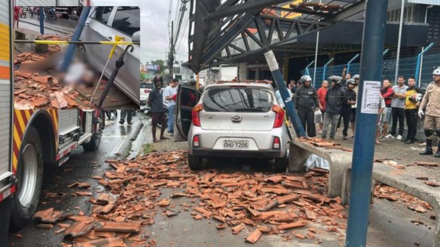 Idoso morre após carro atingir parada de ônibus na Avenida Cosme Ferreira