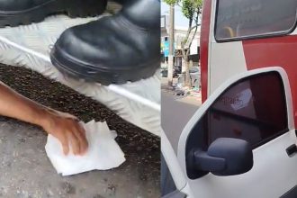 Motorista tem dedo arrancado após mão ficar presa em porta de ônibus em Manaus
