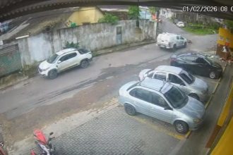 Câmera flagra viatura da PM atropelar e matar dois cachorros