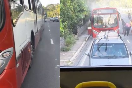 Ônibus da linha 641 interrompe trajeto após princípio de incêndio em Manaus