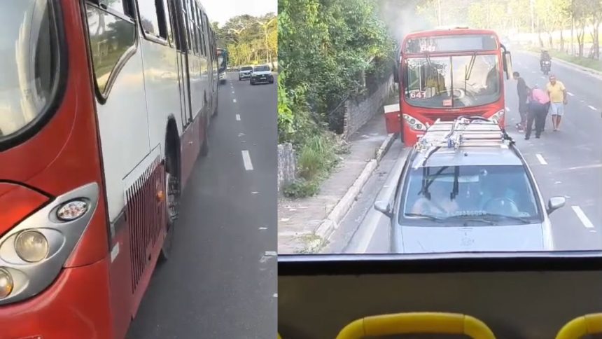 Ônibus da linha 641 interrompe trajeto após princípio de incêndio em Manaus
