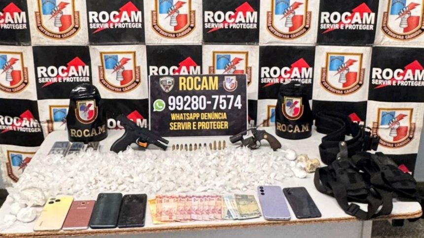 Rocam prende trio com armas e mais de 540 porções de drogas em Manaus