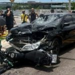 Acidente envolvendo carro e moto deixa cinco pessoas feridas em Manaus