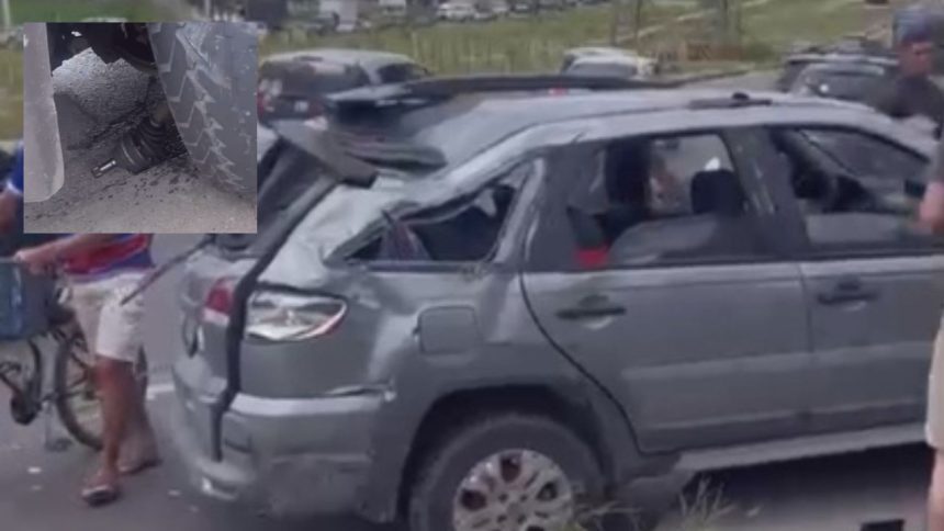 Roda se solta de carro em movimento e causa acidente na zona Norte de Manaus