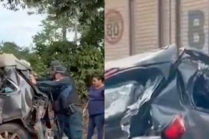 Carro é atingido por caminhões na AM-010 e crianças ficam presas às ferragens