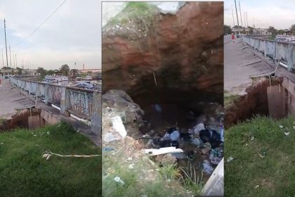 Vídeo expõe cratera com aproximadamente cinco metros próxima à Ponte do Educandos