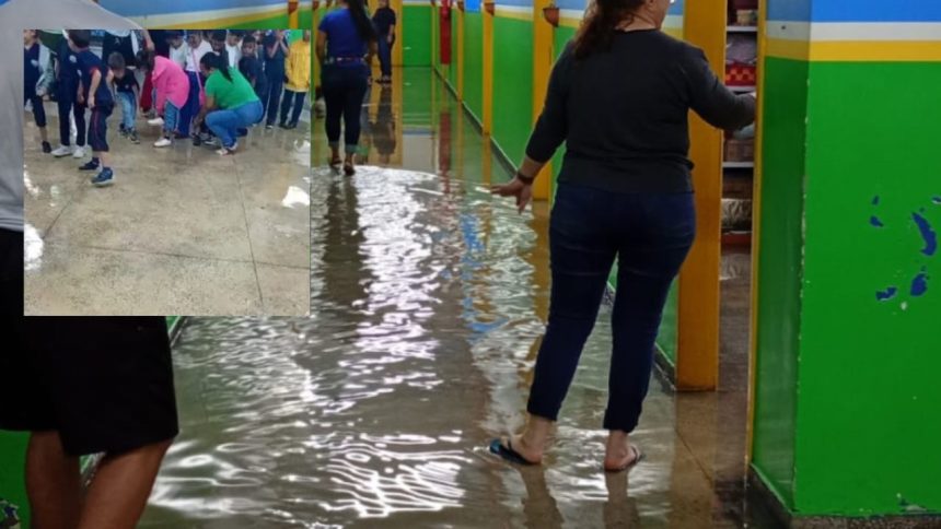 Chuva provoca alagamento em escola municipal na zona Leste de Manaus
