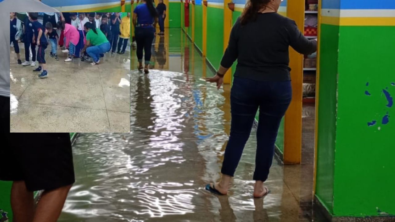 Chuva provoca alagamento em escola municipal na zona Leste de Manaus