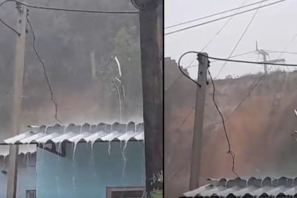 Vídeo mostra momento em que barranco desliza durante chuva em Manaus