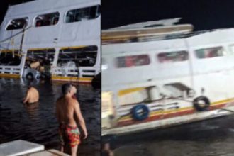 Embarcação encalha após colidir com pedra no Rio Negro