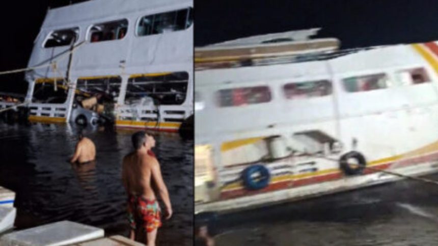 Embarcação encalha após colidir com pedra no Rio Negro