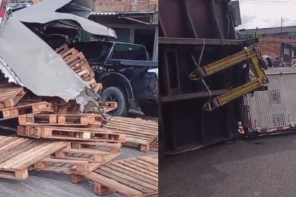 Caminhão tomba e atinge veículos na Zona Leste de Manaus