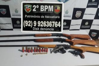 Polícia apreende cinco armas de fogo após denúncia em Itacoatiara