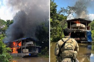 Operação no Amazonas retira dragas e interrompe garimpo ilegal no Rio Jandiatuba