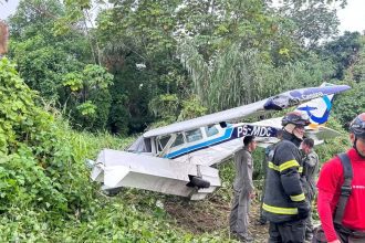 Aeronave com dois passageiros cai em área de mata no Aeroclube