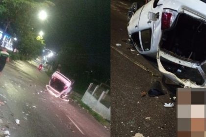 Carro capota e motorista é arremessado em avenida da zona Norte