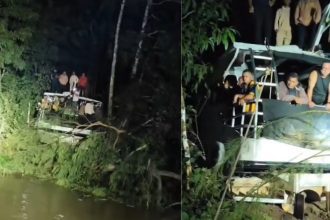 Lancha de passageiros sai do rio e invade laranjal durante trajeto no Amazonas