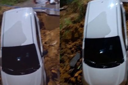 Motorista de aplicativo sofre acidente ao cair em buraco no Tarumã