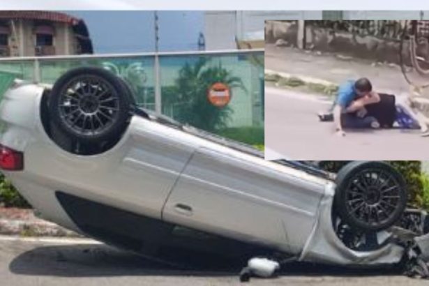 Vídeo flagra motoristas na porrada após colisão de carros em Manaus