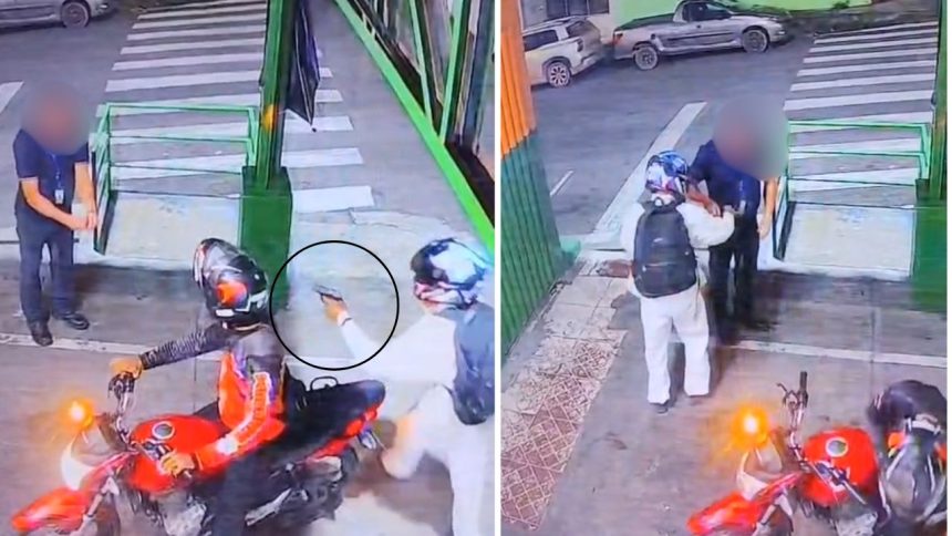 Vídeo mostra trabalhador sendo assaltado por criminosos no bairro Petrópolis