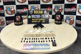 Rocam apreende pistola 9mm e drogas na zona oeste de Manaus