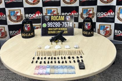 Rocam apreende pistola 9mm e drogas na zona oeste de Manaus
