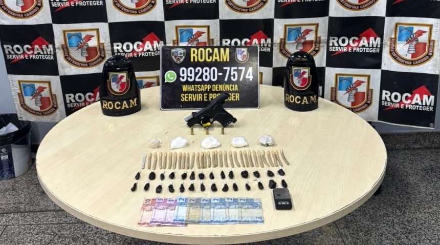 Rocam apreende pistola 9mm e drogas na zona oeste de Manaus