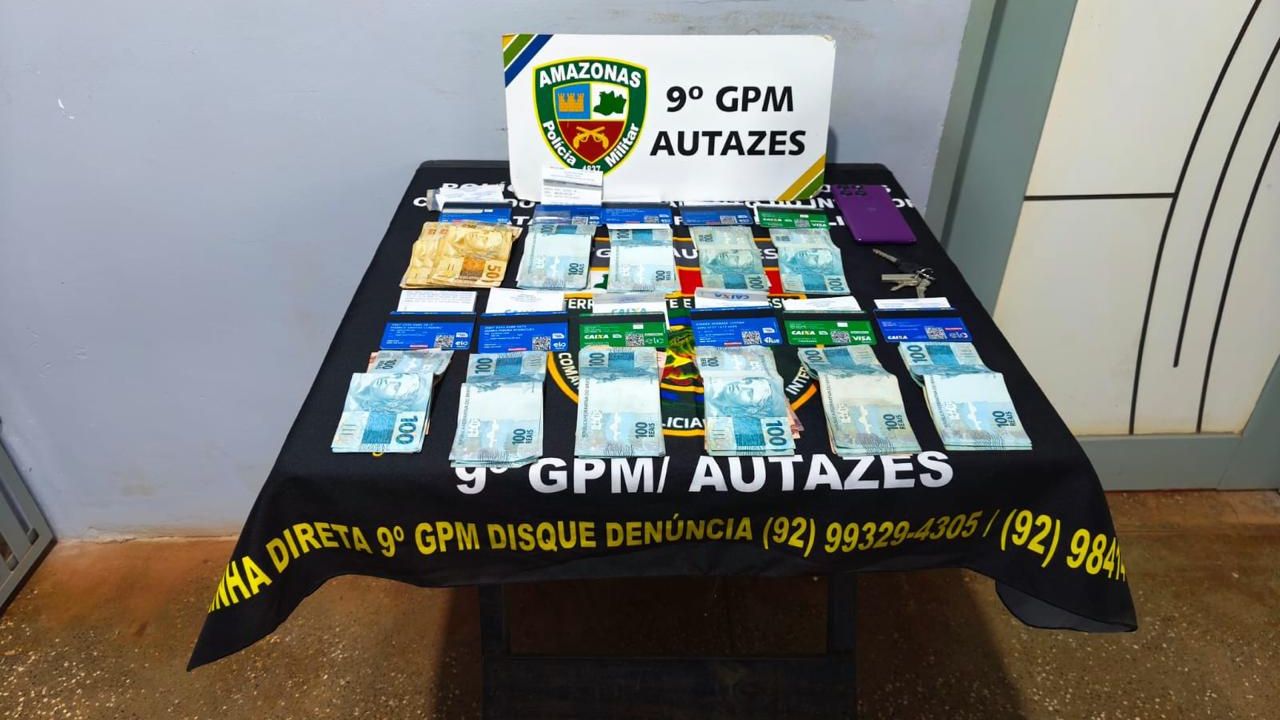 Suspeito de agiotagem é preso em Autazes com cerca de R$ 10 mil e 11 cartões bancários