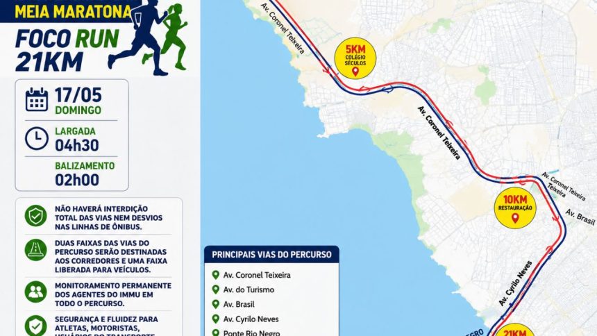 Meia maratona altera trânsito em avenidas da zona Oeste de Manaus; confira