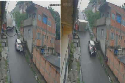 Vídeo mostra homem pulando de caminhão desgovernado em ladeira de Manaus