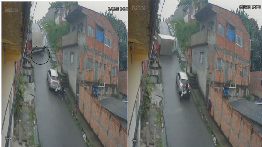 Vídeo mostra homem pulando de caminhão desgovernado em ladeira de Manaus