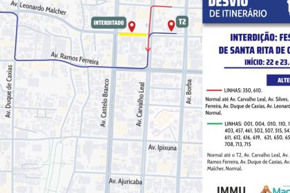 Festejo de Santa Rita altera itinerário de ônibus na zona Sul de Manaus nesta sexta e sábado