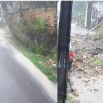 Muro desaba durante chuva intensa em Manaus e quase atinge veículo estacionado