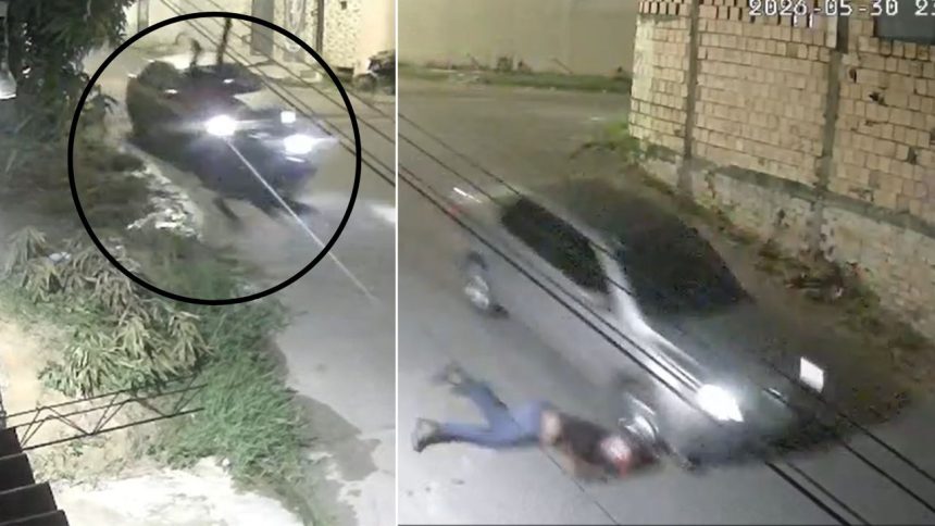 Vídeo mostra motociclista sendo arremessado no ar após ser atropelado em Manaus