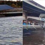 Balsa com carga de contêineres colide com flutuante no Rio Amazonas